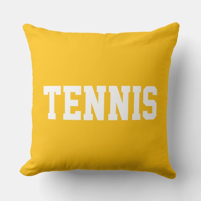 TENNIS Atletisk vit text på stark gul orange Kudde (Framsida)