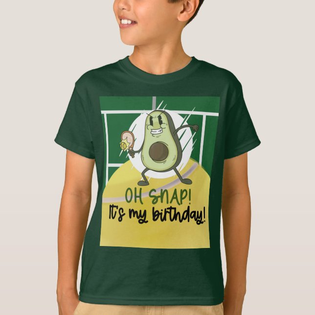 Tennis Avocado Player Snap på min födelsedag T Shirt (Framsida)