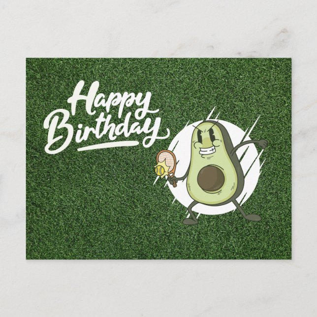 Tennis Avocado spelar tennis Birthday Card Vykort (Framsida)