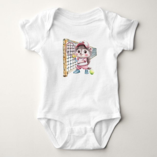 Tennis Baby Player vid tennis court T Shirt (Framsida)