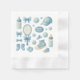 Tennis Baby Shower för Baby Boy Blue tema Pappersservett