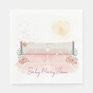 Tennis Baby Shower för babyflicka med rosa tema Pappersservett