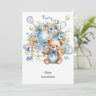 Tennis Baby Shower for Pojke Blue themed Inbjudningar