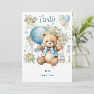 Tennis Baby Shower for Pojke Blue themed Inbjudningar