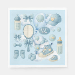 Tennis Baby Shower for Pojke Blue themed Pappersservett