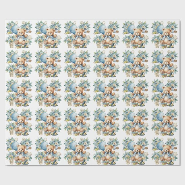 Tennis Baby Shower for Pojke Blue themed Presentpapper (Platt)