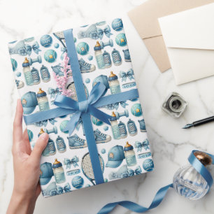 Tennis Baby Shower for Pojke Blue themed Presentpapper