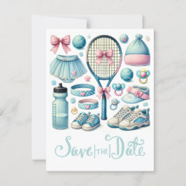 Tennis Baby Shower for Pojke Blue themed Vykort