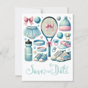 Tennis Baby Shower for Pojke Blue themed Vykort