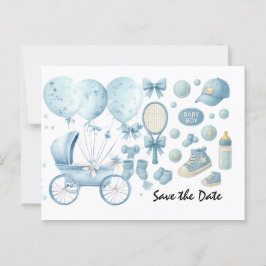 Tennis Baby Shower for Pojke Blue themed Vykort