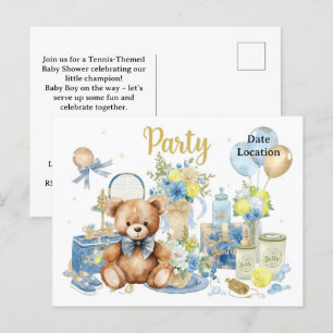 Tennis Baby Shower for Pojke Blue themed Vykort
