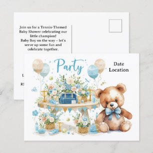 Tennis Baby Shower for Pojke Blue themed Vykort