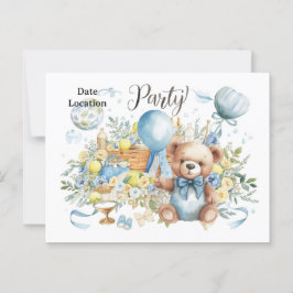 Tennis Baby Shower for Pojke Blue themed Vykort