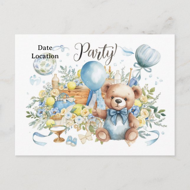 Tennis Baby Shower for Pojke Blue themed Vykort (Framsida)