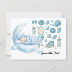 Tennis Baby Shower for Pojke Blue themed Vykort