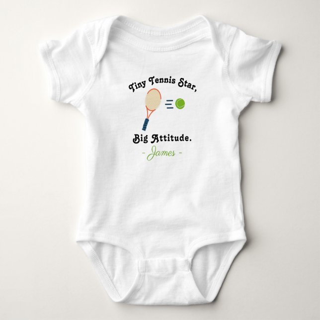 Tennis Baby - Tiny Tennis Star Big Attitude Tennis T Shirt (Framsida)