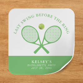 Tennis Bachelorette Last Swing Före Ring Fyrkantigt Klistermärke