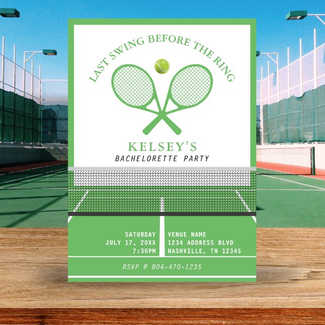 Tennis Bachelorette Last Swing Före Ring Inbjudningar (Tennis Bachelorette Last Swing Before the Ring Invitation
)