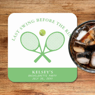Tennis Bachelorette Last Swing Före Ring Underlägg Papper Kvadrat