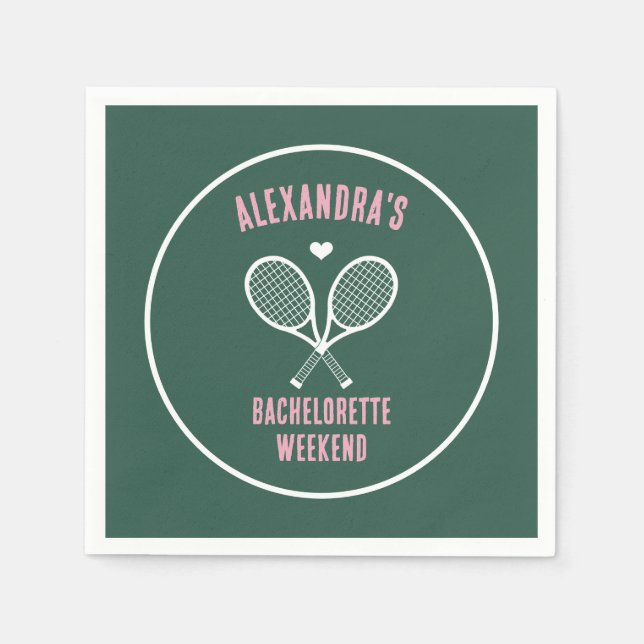 Tennis Bachelorette party preppy green Pappersservett (Framsidan)