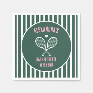Tennis Bachelorette party preppy green Pappersservett