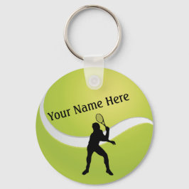 Tennis Ball and Male Player Silhouette Nyckelring