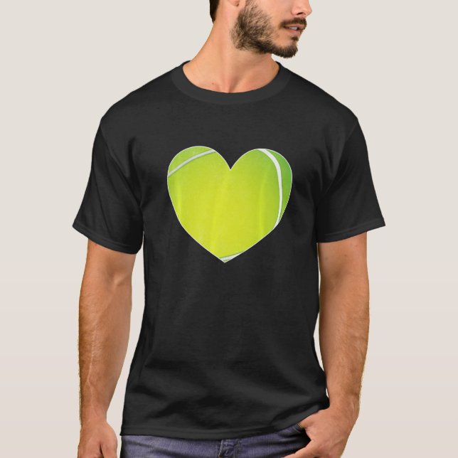 Tennis Ball Heart Valentine's Day For Tennis T Shirt (Framsida)