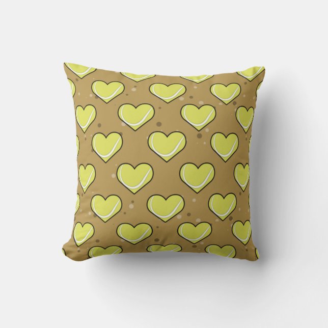Tennis Ball Texture In Heart Shape - Pattern Kudde (Framsida)