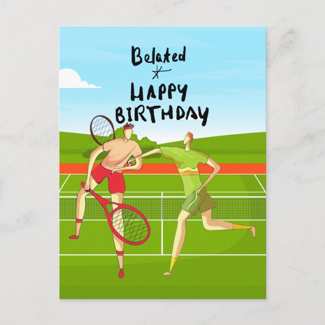 Tennis Belated Birthday till Tennis Players Vykort (Framsida)