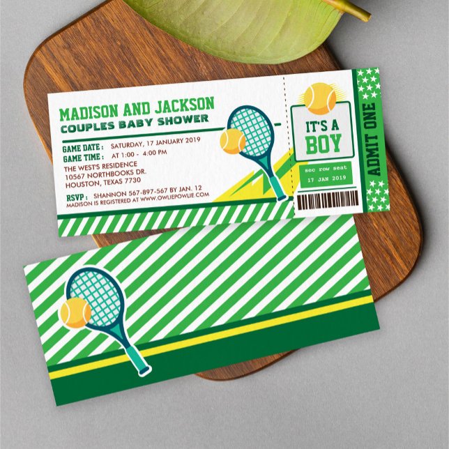 Tennis Biljett Pass Par Baby Shower Inbjudningar (Skapare uppladdad)