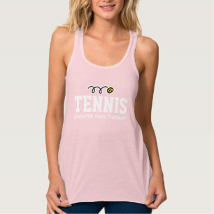 Tennis Billigare Än Terapi Dam svart tanktop Linne Med Racerback