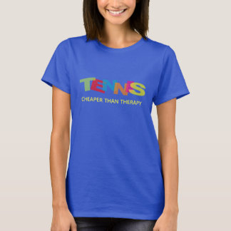 Tennis billigare än terapi rolig damt-shirt t shirt