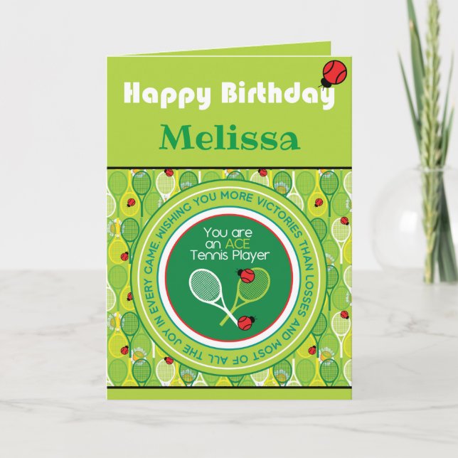 Tennis Birthday Card, anpassade Card Kort (Framsida)
