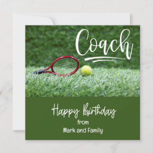 Tennis Birthday Card med boll för Coach Kort