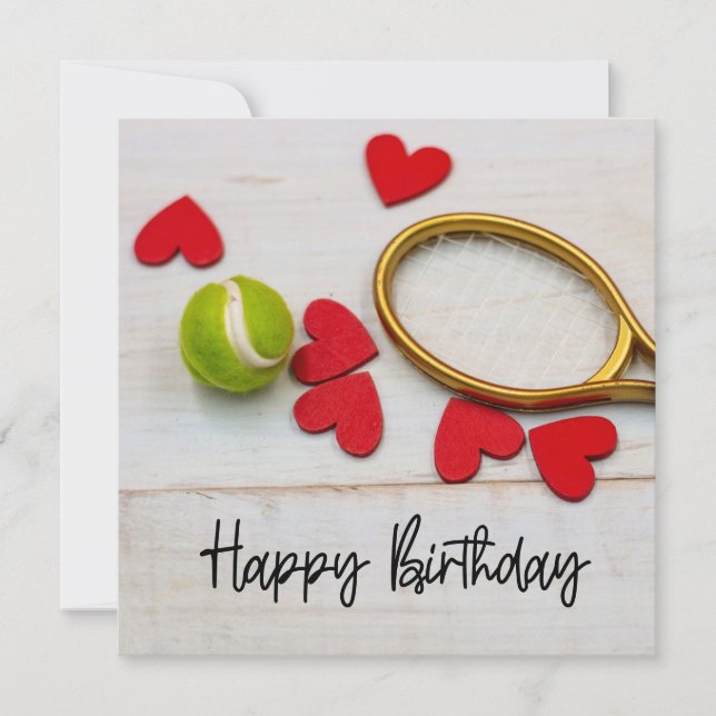 Tennis Birthday Card med boll för spelare Kort (Framsida)