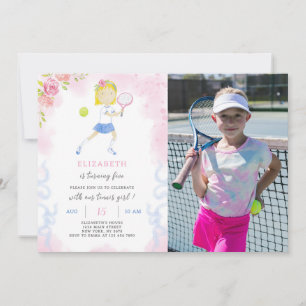 Tennis Birthday-inbjudan med foto Inbjudningar