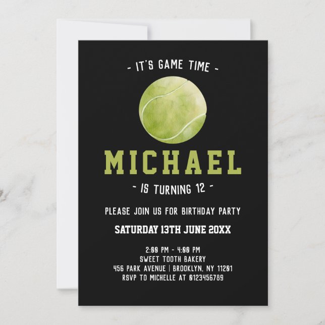Tennis Birthday Inbjudningar (Framsida)