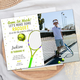 Tennis Birthday-inbjudningar med foto Inbjudningar