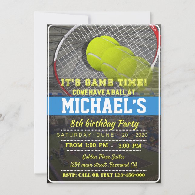 Tennis Birthday Invitation Inbjudningar (Framsida)