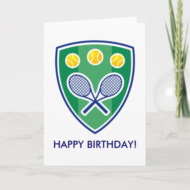 Tennis Birthday-kort med racket badge Kort (Framsida)