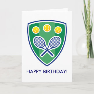 Tennis Birthday-kort med racket badge Kort