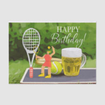 Tennis Birthday med Beer och boll racket för Mamma