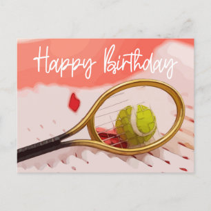 Tennis Birthday med boll för spelarkort Vykort