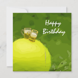 Tennis Birthday med boll och glas öl