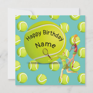 Tennis Birthday med tennis-spelare Kort