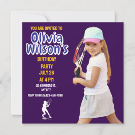 Tennis Birthday Party, Tennis Player Girl Inbjudningar