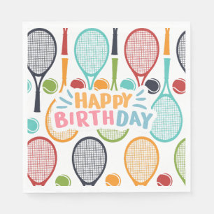 Tennis Birthday tennis-spelare med racket Pappersservett