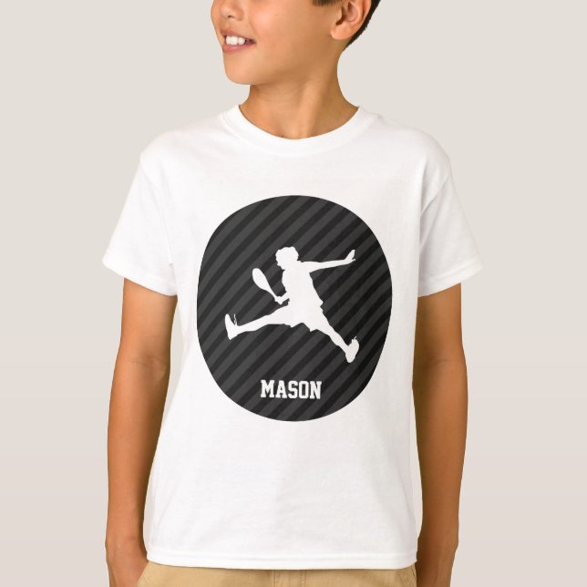 Tennis; Black & Mörk Grått Rand Tee Shirt (Framsida)