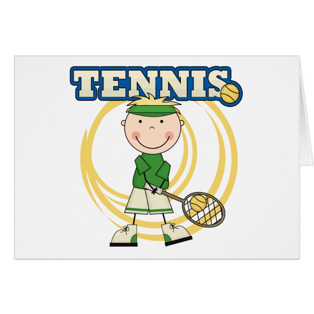 TENNIS - blonda pojkeT-tröja och gåvor Hälsningskort (Framsidan Horizontal)