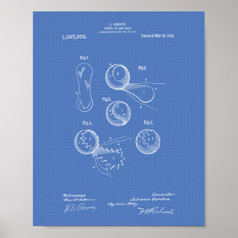 Tennis Boll 1914 Patent Art Blueprint Poster